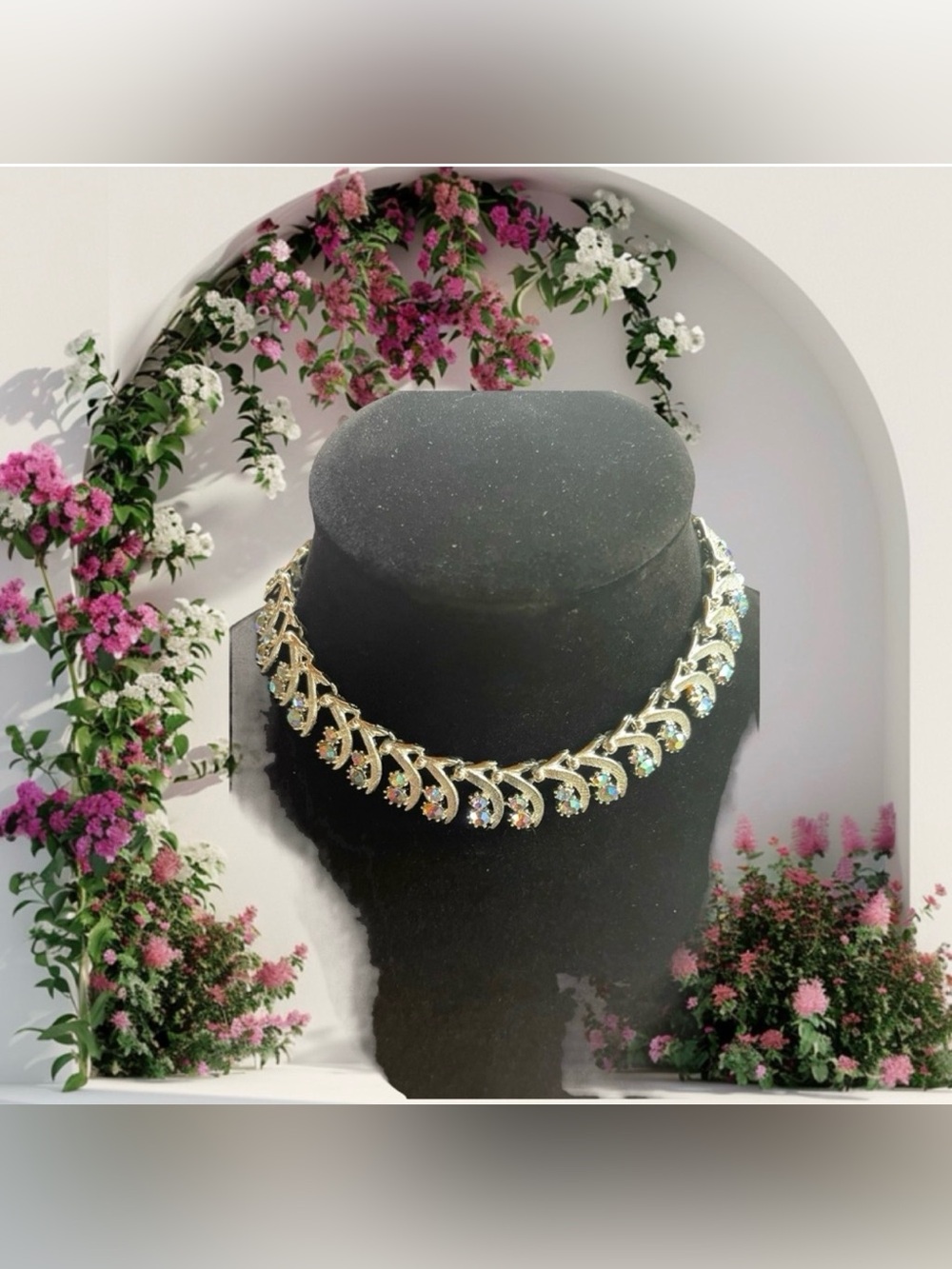 Vintage 1950s Signed ART Arthur Pepper Aurora Borealis Crystal Choker Necklace